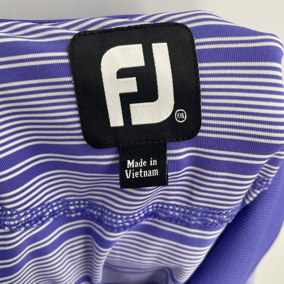 FootJoy Mens XXL Golf Polo Shirt Purple Striped Classic Fit Outdoor Preppy - Picture 3 of 7